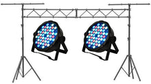 Load image into Gallery viewer, MR DJ LS560 10FT Portable PRO Audio PA DJ Lightweight Aluminum Lighting Truss + 2 MEGA354 SlimPAR 54 Low Profile RGB LED Par