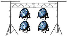 Load image into Gallery viewer, MR DJ LS560 10FT Portable PRO Audio PA DJ Lightweight Aluminum Lighting Truss + 4 MEGA354 SlimPAR 54 Low Profile RGB LED Par