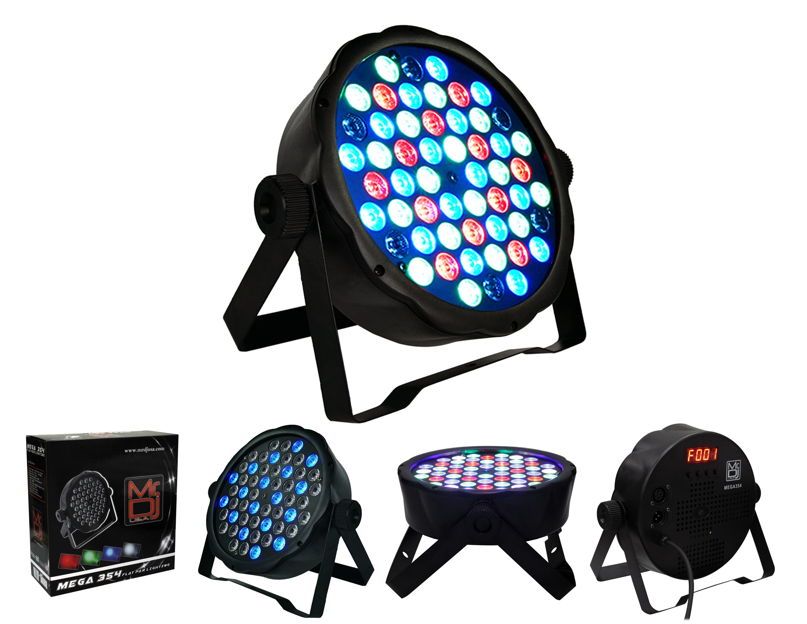 MR DJ LS560 10FT Portable PRO Audio PA DJ Lightweight Aluminum Lighting Truss + 2 MEGA354 SlimPAR 54 Low Profile RGB LED Par