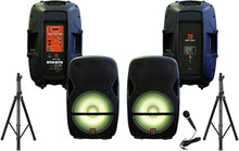 Load image into Gallery viewer, MR DJ PARTY PACK Pair 15" 4000W Powered Passive PA DJ Speakers Active Speaker Stands MIC