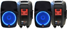 Load image into Gallery viewer, 2 MR DJ PBX2690LB 15" Bluetooth Speaker + Stand 2-way 15" PA DJ 3500 Watts Active Powered Bluetooth Karaoke Speaker with LED Accent Lighting + Speaker Stand