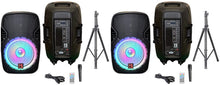Load image into Gallery viewer, 2 MR DJ PBX4200PKG 15" 2-Way PA DJ 3000W Active Powered Bluetooth Karaoke Speaker LED Lighting + Speaker Stand