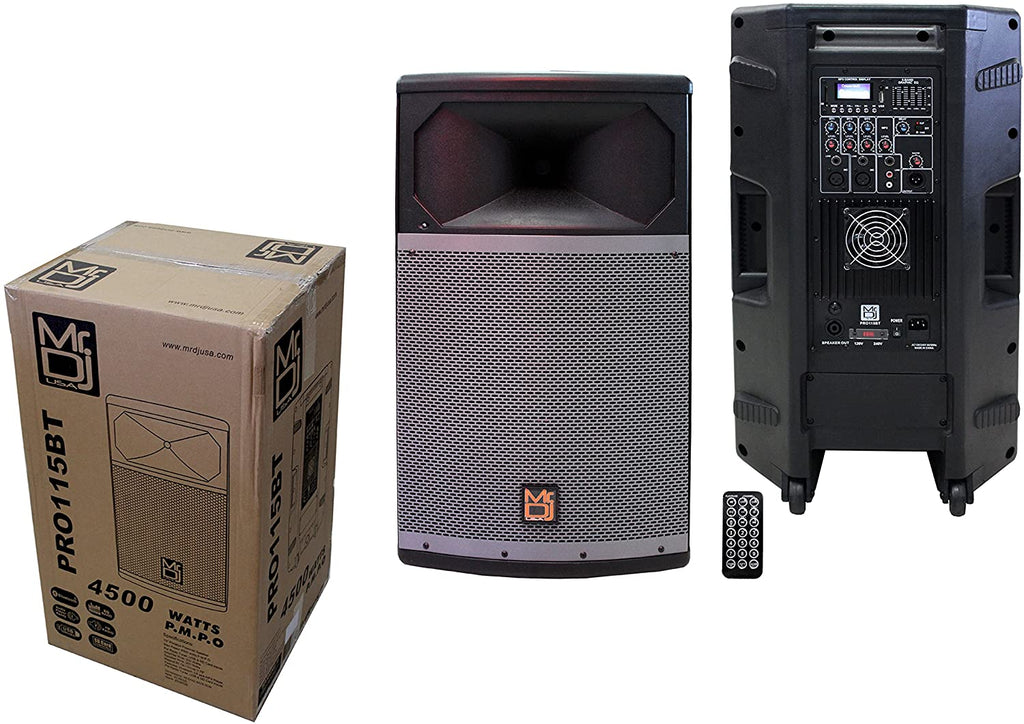 MR DJ PRO115BT PRO PA DJ 15" 2-Way Powered/Active Live Sound Loudspeaker
