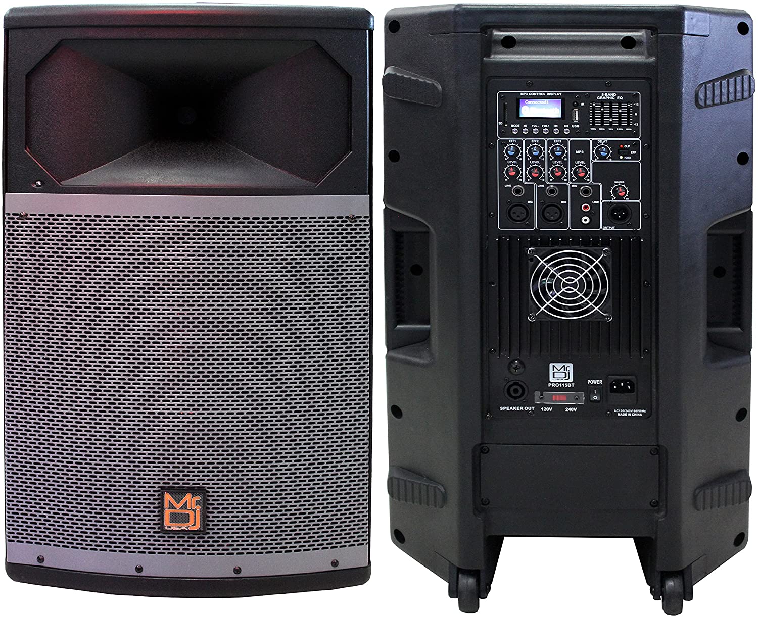 MR DJ PRO115BT PA DJ Powered Speaker PRO PA DJ 15” 2-Way Full-Range Powered/Active DJ Loudspeaker