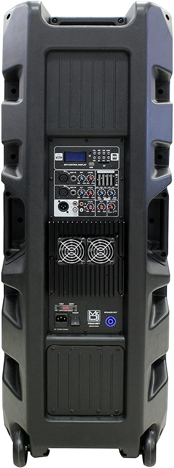 2 Mr Dj PRO215BT PA DJ Powered Speaker PRO PA DJ Dual 15” Full-Range Powered/Active DJ PA Multipurpose Loudspeaker