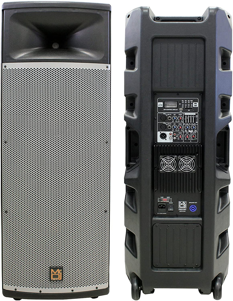 Mr Dj PRO215BT PA DJ Powered Speaker PRO PA DJ Dual 15" 3-Way Full-Range Powered Active Loudspeaker