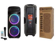 Load image into Gallery viewer, Mr Dj PSBAT6200 Dual 15-Inch 4000 Watt Max Power 3 Way Party Speaker with Built-In Bluetooth &amp; Rechargeable Battery