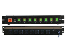 Load image into Gallery viewer, MR DJ PSC400 Power Switcher Surge Protectors <br/>Rack Mountable 8 Port Power Switcher Surge Protectors Green Toggles ON / OFF Power Center