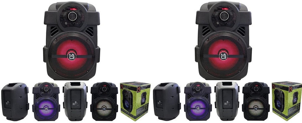 2 MR DJ PSE80BT 8" Portable Active Speaker Rechargeable Party Speaker Bluetooth 1200 Watts P.M.P.O