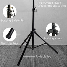 Load image into Gallery viewer, MR DJ DJ PRO Speaker Stand Tripod FoldOut Load Capacity 100LB Maximum Height 72"
