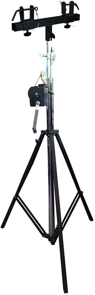 MR DJ ST200 & SBC260 Crank Light Stand Pro Lighting 10 Foot Crank Light Stand & Black Square Truss T-Bar Adapter