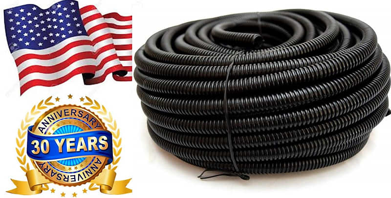 American Terminal 100 Feet 5/8" Split Wire Loom Conduit Polyethylene Tubing Black