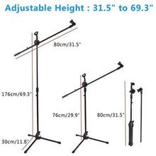 Load image into Gallery viewer, MR DJ MS600PKG 2 Universal Adjustable Tripod Microphone Stands Table Boom Stage with Mic Holder Clips &amp; Carry Bag