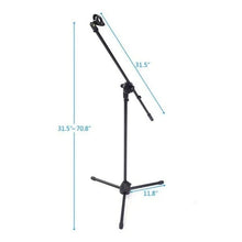 Load image into Gallery viewer, MR DJ MS700PKG 2 Microphone Stands Adjustable Boom Stage or Instrument with Mic Holder Clips &amp; Carry Bag &amp; 2 25' Cable