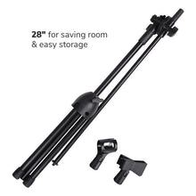 Load image into Gallery viewer, MR DJ MS600PKG 2 Universal Adjustable Tripod Microphone Stands Table Boom Stage with Mic Holder Clips &amp; Carry Bag