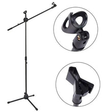 Load image into Gallery viewer, 2 Microphone Stands Adjustable Boom Stage or Instrument with Mic Holder Clips &amp; Carry Bag