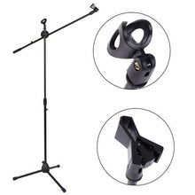 Load image into Gallery viewer, MR DJ MS600PKG 2 Universal Adjustable Tripod Microphone Stands Table Boom Stage with Mic Holder Clips &amp; Carry Bag