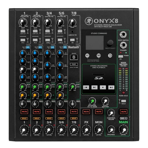 Mackie Onyx8 8-channel Analog Mixer with Multi-Track USB 8-channel Analog Mixer with 24-bit/96kHz Multi-track Recording and Built-in Effects