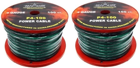 2 Absolute P4-100GR 100' 4-Gauge Green Copper Mix Power Ground Wire Cable