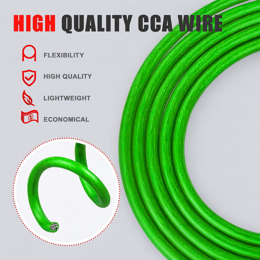 Absolute P8250GR 8GA 250' Green Power Ground Wire Car Audio Amplifier Marine Cable