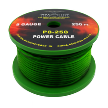Load image into Gallery viewer, Absolute P8250GR 8GA 250' Green Power Ground Wire Car Audio Amplifier Marine Cable