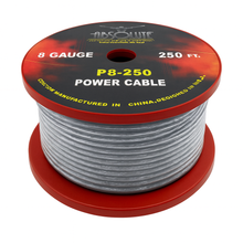 Load image into Gallery viewer, Absolute P8250SV 8GA 250' Silver Power Ground Wire Car Audio Amplifier Marine Cable