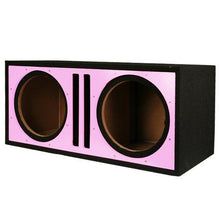 Load image into Gallery viewer, Absolute PDEB10PI (Pink/black) Dual 10", 3/4" MDF Twin Port Subwoofer Enclosure with Pink High Gloss Face Board