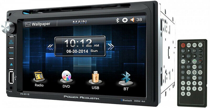 Power Acoustik PD-651B Double DIN Bluetooth In-Dash DVD/CD/AM/FM Car Stereo w/ 6.5" Touchscreen and SD/USB Reader &  Single Double DIN Dash Kit Harness for 2007-2012 Nissan Altima