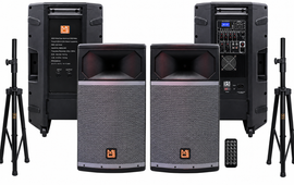 MR DJ PRO115BT & PRO115S PA DJ Active & Passive Loudspeaker & Stands Professional PRO PA DJ 15