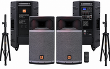 Load image into Gallery viewer, MR DJ PRO115BT &amp; PRO115S PA DJ Active &amp; Passive Speaker &amp; Stands Professional PRO PA DJ 15" 2-Way Full-Range Active &amp; Passive DJ PA Multipurpose Live Sound Loudspeaker