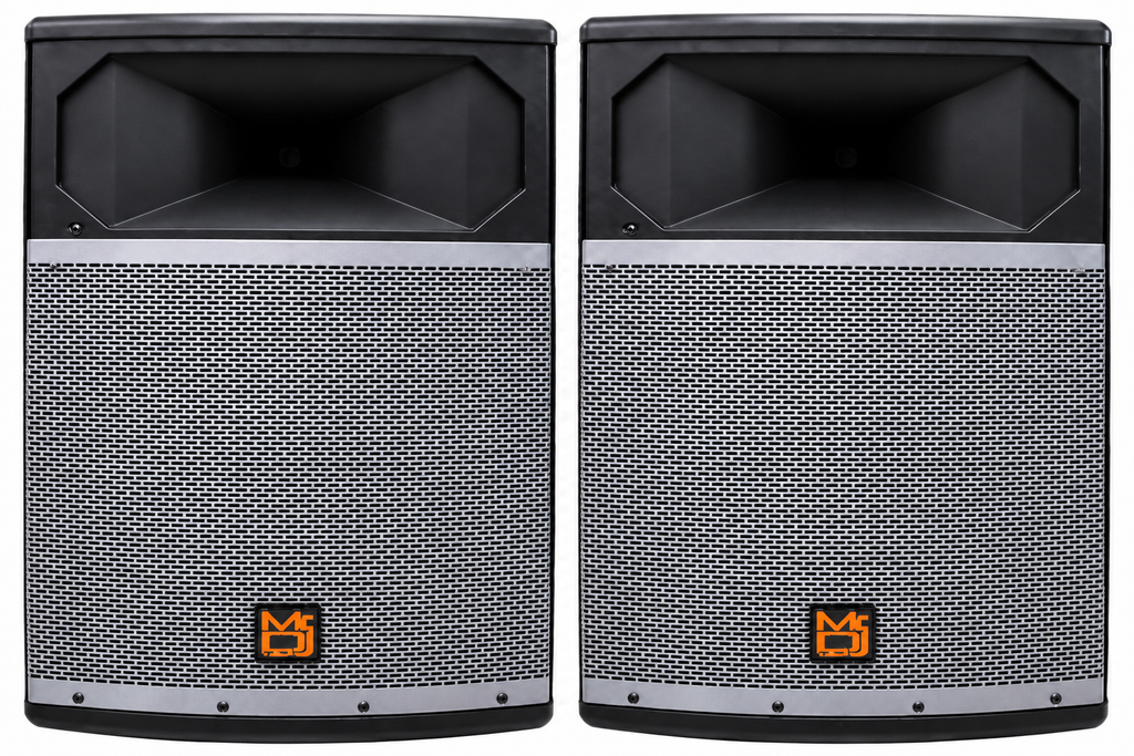 MR DJ PRO115BT & PRO115S PA DJ Active & Passive Loudspeaker & Stands Professional PRO PA DJ 15" 2-Way Full-Range Active & Passive Loudspeaker