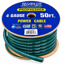Load image into Gallery viewer, Absolute PROP4G50GR Pro Green 50 Feet 4 Gauge Ultra Flexible Power/Ground Battery Amp 12V Cable Wire