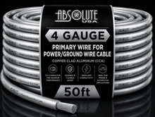 Load image into Gallery viewer, Absolute PROP4G50SL Pro Series Silver 50 Feet 4 Gauge Ultra Flexible Power/Ground Battery Amp 12V Cable Wire