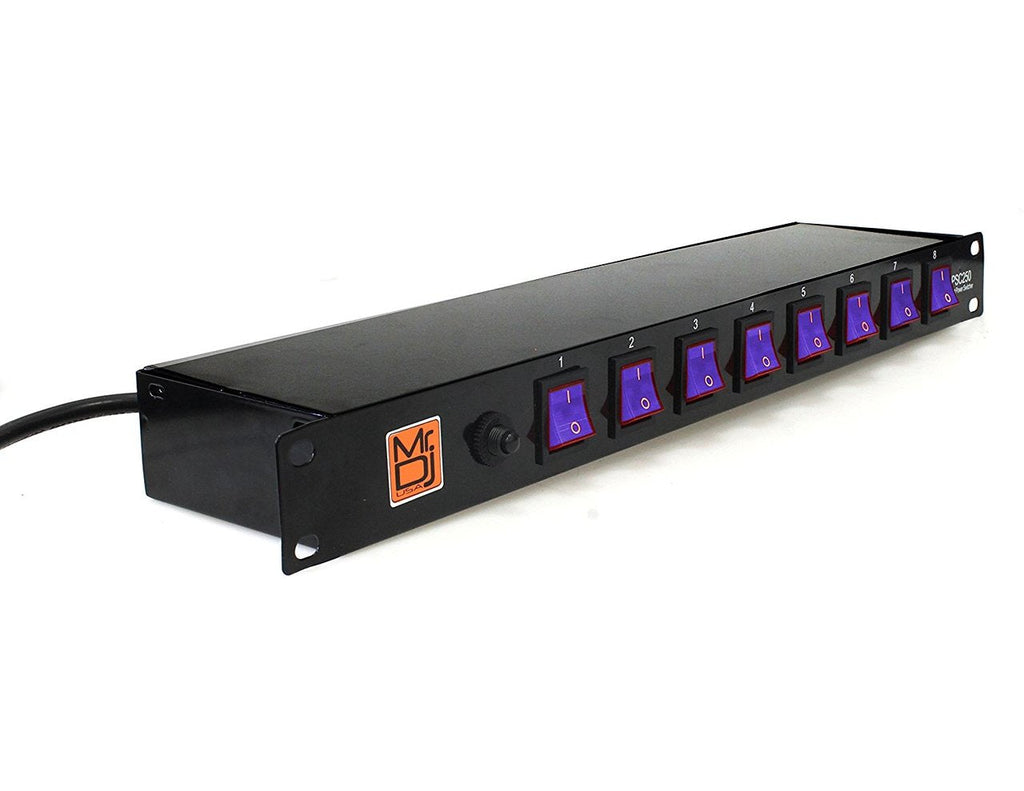 MR DJ PSC350 Power Switcher Surge Protectors Rack Mountable 8 Port Power Switcher Surge Protectors ON / OFF Power Center
