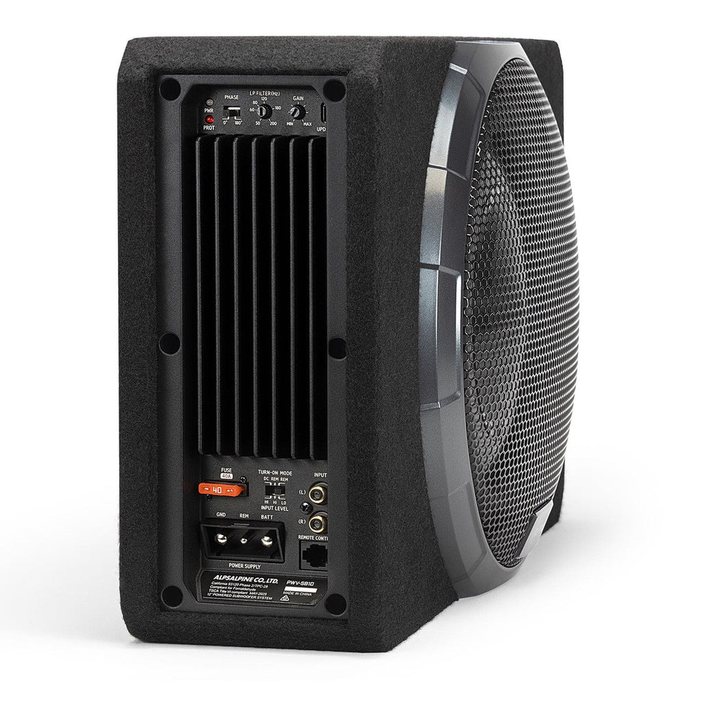 Alpine PWV-SB10 10" BassRev Powered Subwoofer Enclosure Bundle