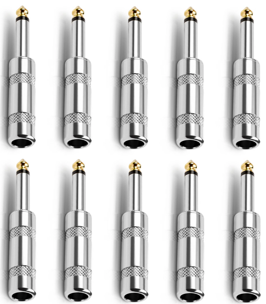 MR DJ QMH10 5 Pair Large Barrel 6.35mm 1/4" Male Mono TS Head Cable Mount Connector