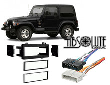 Load image into Gallery viewer, Absolute USA ABS99-6501 Compatible with Jeep Wrangler 1997 1998 1999 2000 2001 2002 Single DIN Stereo Harness Radio Install Dash Kit Package