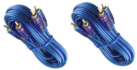 2 Samurai Audio 1 Ft 2 Ch Blue Twisted Car Amp RCA Jack Cable Interconnect 1ft