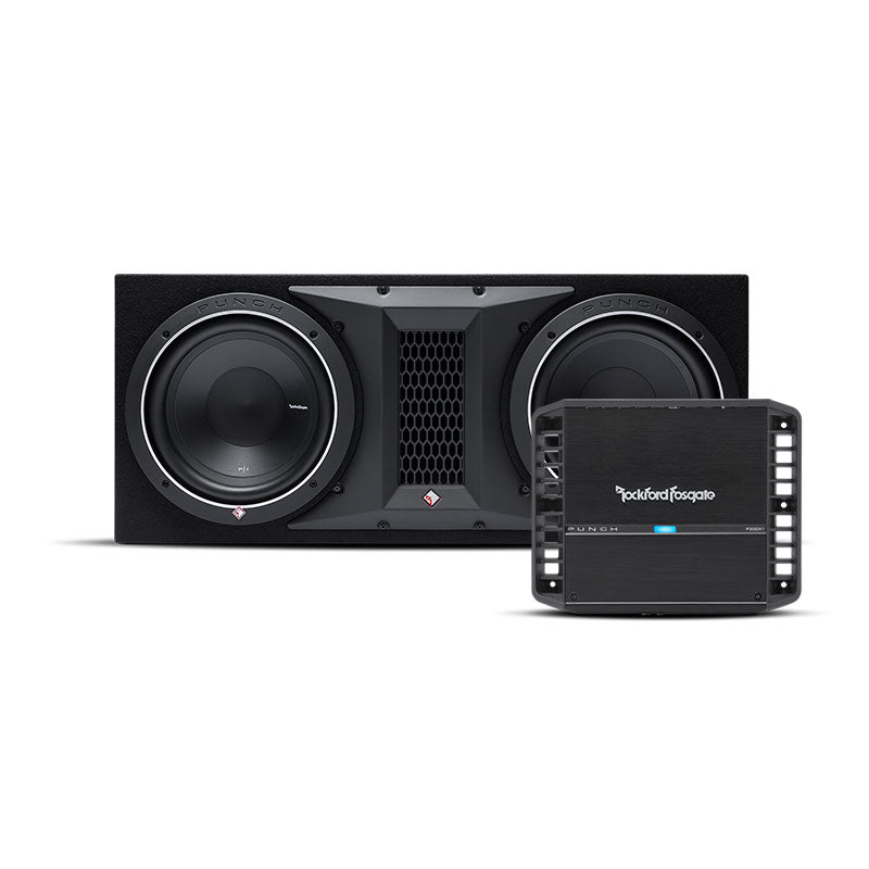 Rockford Fosgate P300X1 Amplifier & P1 2X10" Ported Loaded Enclosure Subwoofer