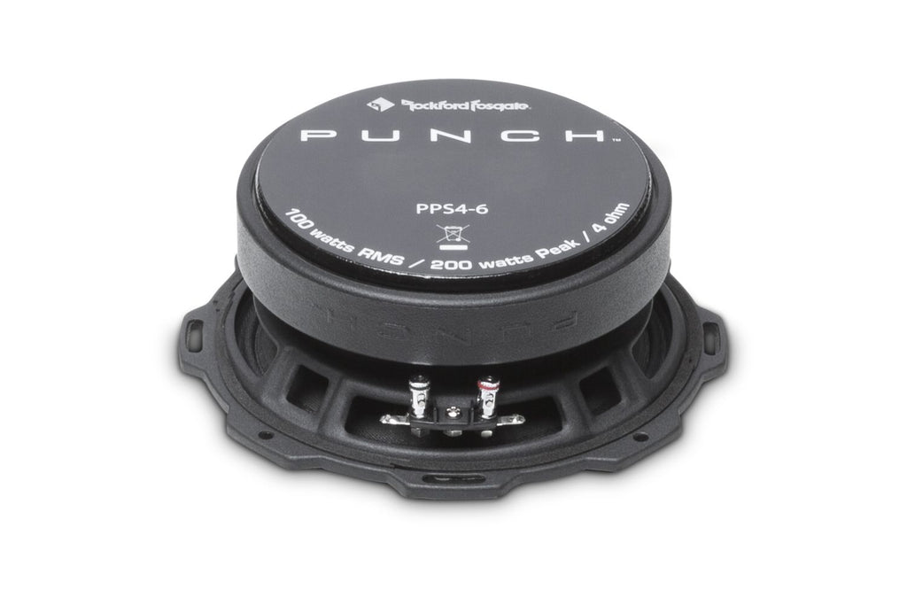 Rockford Fosgate PPS4-6 6.5" 400W 4-Ohm Midrange Car Audio Speaker with Fiber Reinforced Paper Cone and Stamp Cast Aluminum Frame