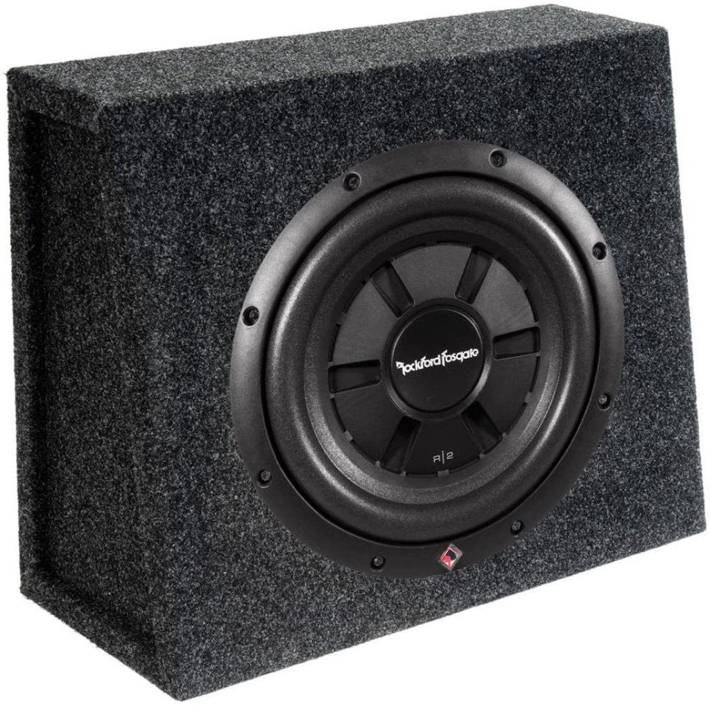 Rockford Fosgate Prime R2SD2-10 + Single Sealed Boxes 400W 10" shallow mount dual 2-ohm voice coils subwoofer + Single Sealed Boxes