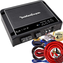 Load image into Gallery viewer, Rockford Fosgate Prime R500X1D 1-Channel Class D Car Mono Amplifier + 4G Amp Kit