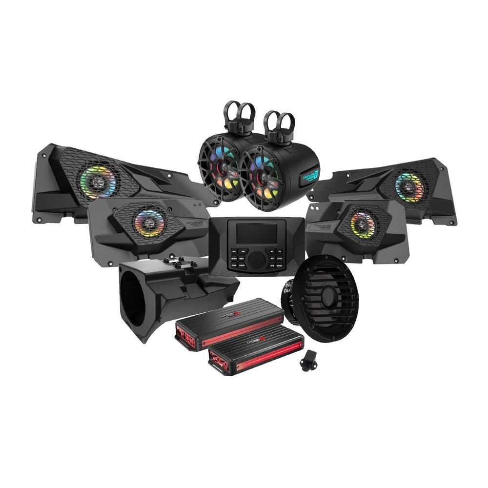 Cerwin Vega RPMRZRKD43 2014+ RZR XP Complete Audio Kit with 6 Ch & 1 Ch Digital Amplifier 10” Sealed Marine Subwoofer, 6.5” Tower Speaker System, and CMR3 Media Audio Player
