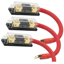 Load image into Gallery viewer, 3 200 AMP ANL Gold Terminal Fuse Holder Battery Installation Kit 0 Gauge 1 Feet OFC Red