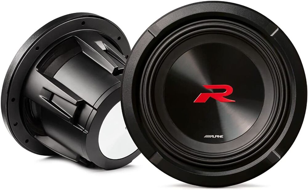 2 Alpine R2-W8D4 8" R Series 1,000 Watt Car Audio Subwoofer, 4 Ohm, Dual VC Sub + KTE-8G.3 Grille