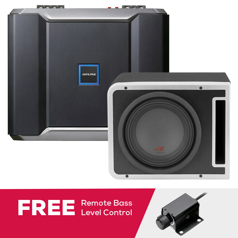Alpine R-A75M Mono Amplifier + R-SB10V 10" Subwoofer Enclosure + RUX-KNOB.2