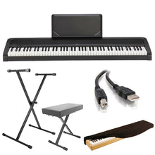 Load image into Gallery viewer, Korg B2N Digital Piano With Light Touch Keyboard 88 Keys with Built in Speakers + USB Cable + Keyboard Dust Cover + Stand &amp; Bench Pack
