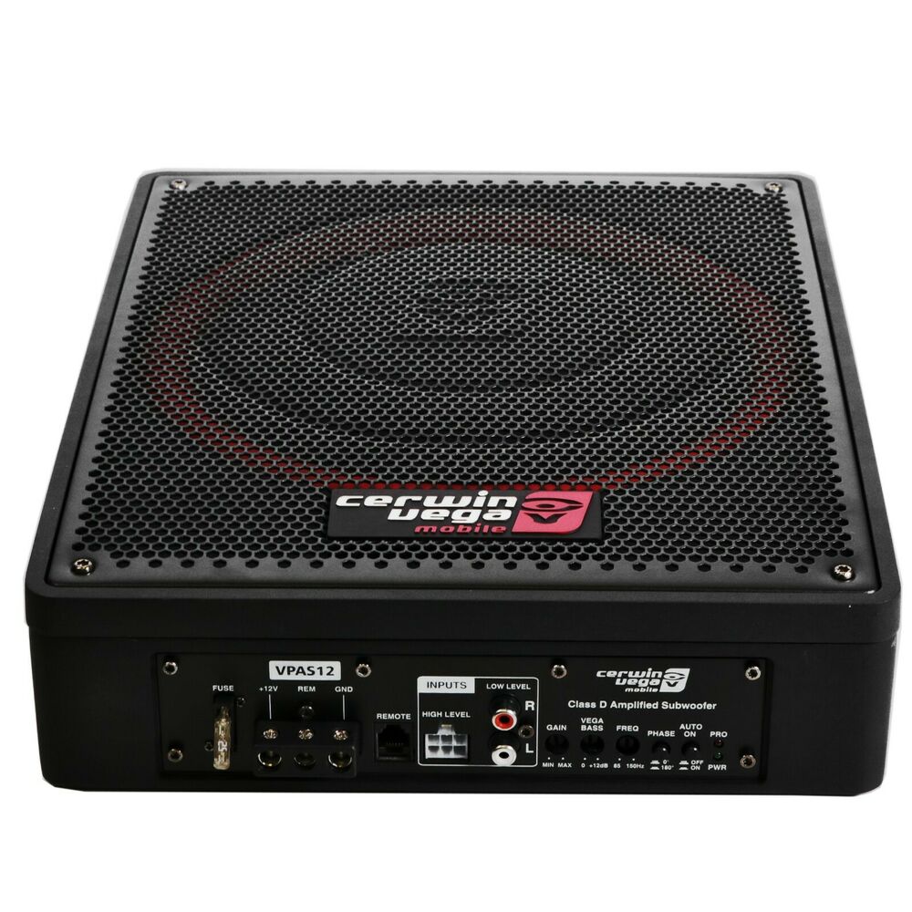 Cerwin Vega VPAS12-12 Shallow Mount Sealed Powered 600W Subwoofer Enclosure Bundle