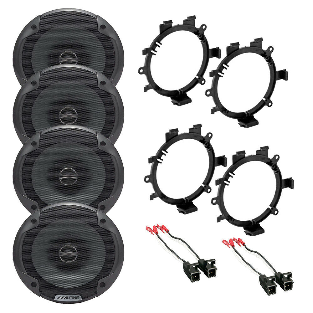 Alpine EL-E65-G 2 Way 6.5" Front & Rear Speakers Harness Speaker Adapter 1995-up GM Full Size Trucks & SUV