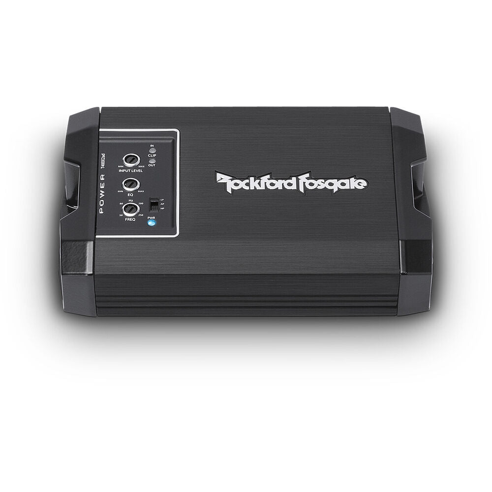 Rockford Fosgate T400X2AD 2Channel 400W Class AD Compact Amplifier + 8G Amp Kit